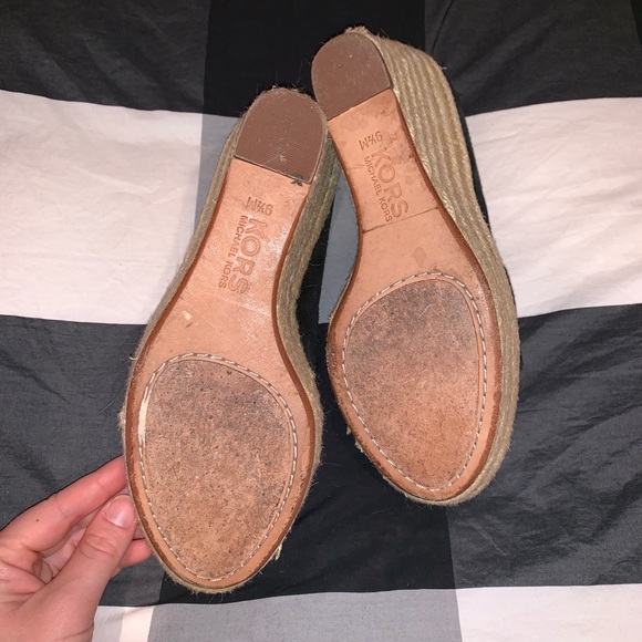 Michael Kors Black Espadrille Wedges, Peep Toe - Picture 3 of 3